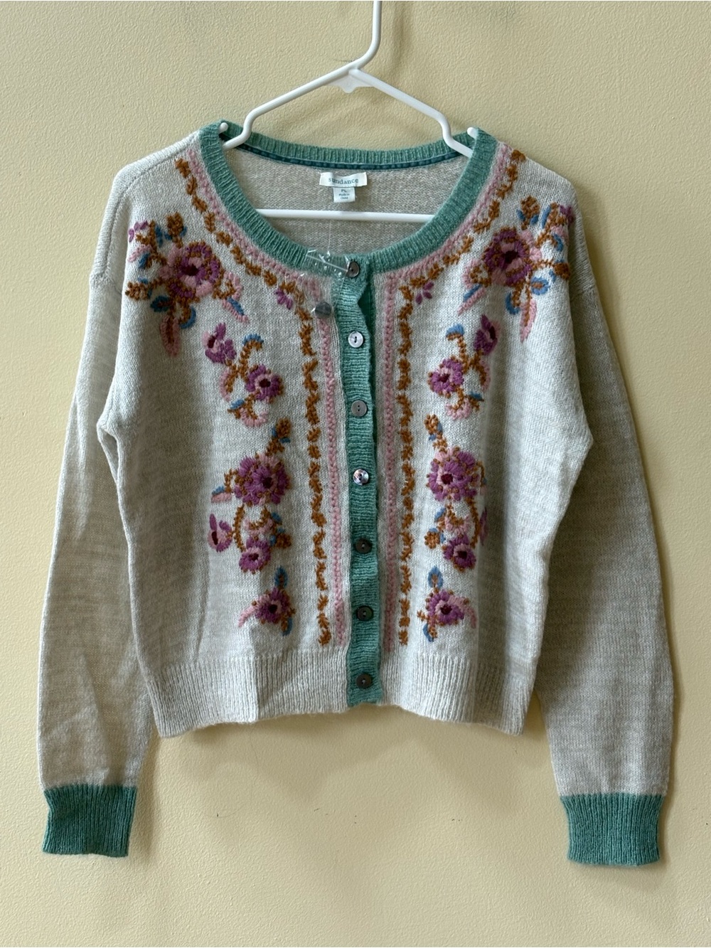 Sundance Floral Embroidered Wool Blend Cardigan